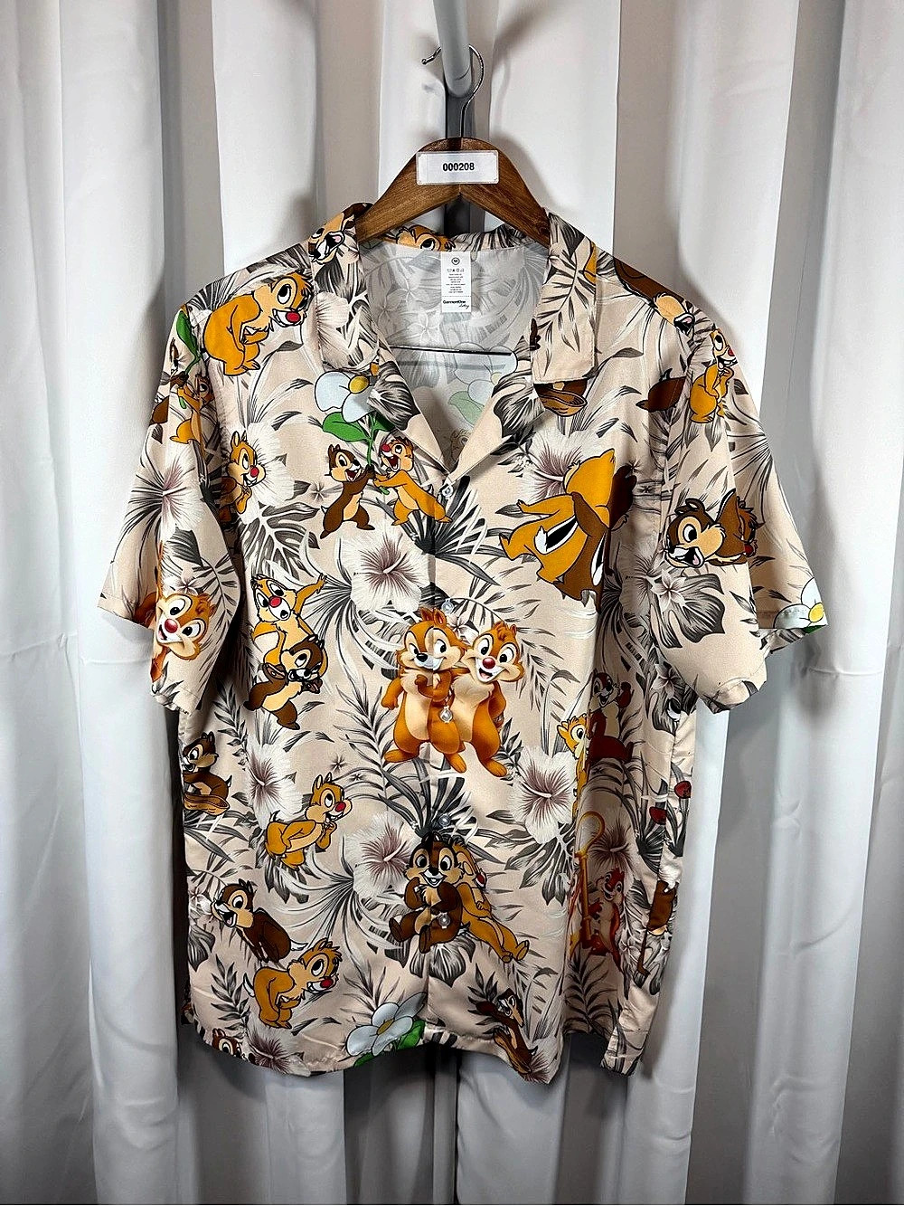 GarmentOne Chip ’n Dale Tropical Hawaiian Button Up Shirt Men’s Medium